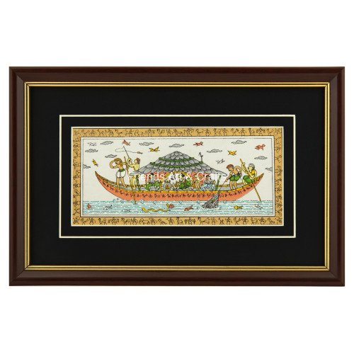 Boat Pattachitra Wooden Frame 11 x 7