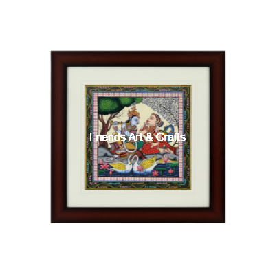 Traditional Pattachitra Krishna & Radha Metal Wall Art 19 x 19