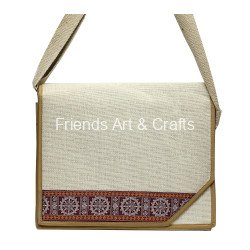 Handcrafted Natural Jute Messenger Sling Bag with Traditional Border