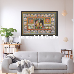 Handcrafted Krishna Leela Pattachitra Painting – Traditional Odisha Folk Art