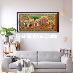 Handcrafted Mathura Bijaya Pattachitra Painting – Lord Krishna's Journey to Mathura | Traditional Odisha Art