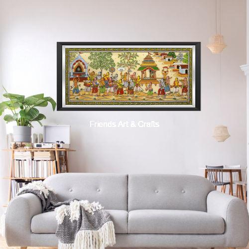 Handcrafted Mathura Bijaya Temple Procession Pattachitra Painting | Odisha Traditional Art