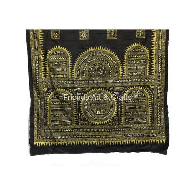 Hand-Painted Black Saura Art Cotton Saree