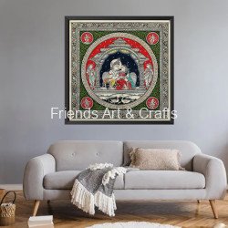 Radha Krishna Divine Love Pattachitra Painting - Eternal Devotion Edition