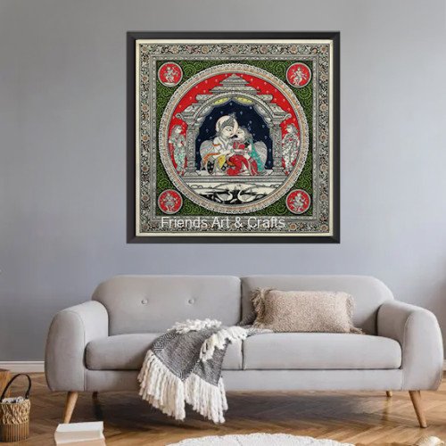 Radha Krishna Divine Love Pattachitra Painting - Eternal Devotion Edition
