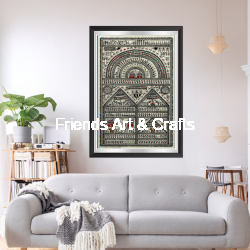 Handcrafted Saura Tribal Village Life Wall Art – Premium Framed Painting