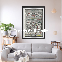 Handcrafted Saura Tribal Ritual Wall Art – Premium Framed Odisha Folk Painting
