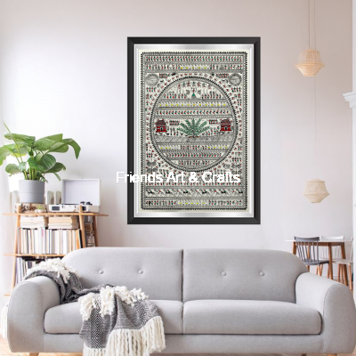 Handcrafted Saura Tribal Tree of Life Painting – Traditional Odisha Folk Art Wall Décor