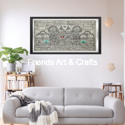 Handcrafted Saura Tribal Ceremonial Panorama Painting – Traditional Odisha Folk Art Wall Décor