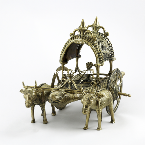 Handcrafted Dhokra Brass Bullock Cart Sculpture
