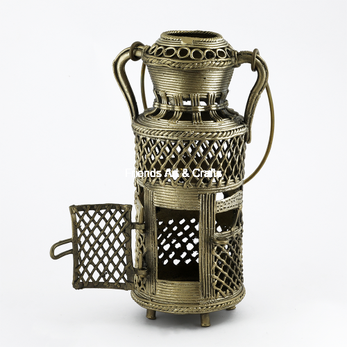 Handcrafted Dhokra Brass Lantern Candle Holder