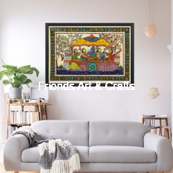 Handcrafted Krishna Boat Ride Pattachitra Painting – Traditional Odisha Folk Art