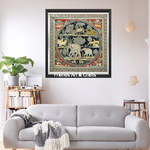 Handcrafted Wildlife Pattachitra Painting – Traditional Odisha Folk Art