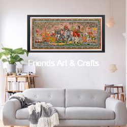 Handcrafted Royal Elephant Procession Pattachitra Painting – Traditional Odisha Folk Art