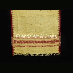 Handwoven Odisha Uttari Angabastra with Maroon Traditional Border