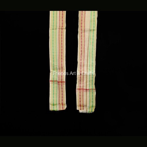 Handwoven Odisha Angabastra with Green & Maroon Traditional Border