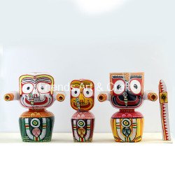 Handcrafted Wooden Jagannath Balabhadra Subhadra Idol Set