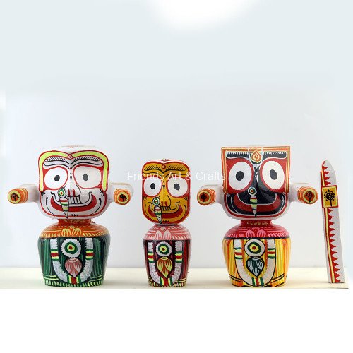 Handcrafted Wooden Jagannath Balabhadra Subhadra Idol Set